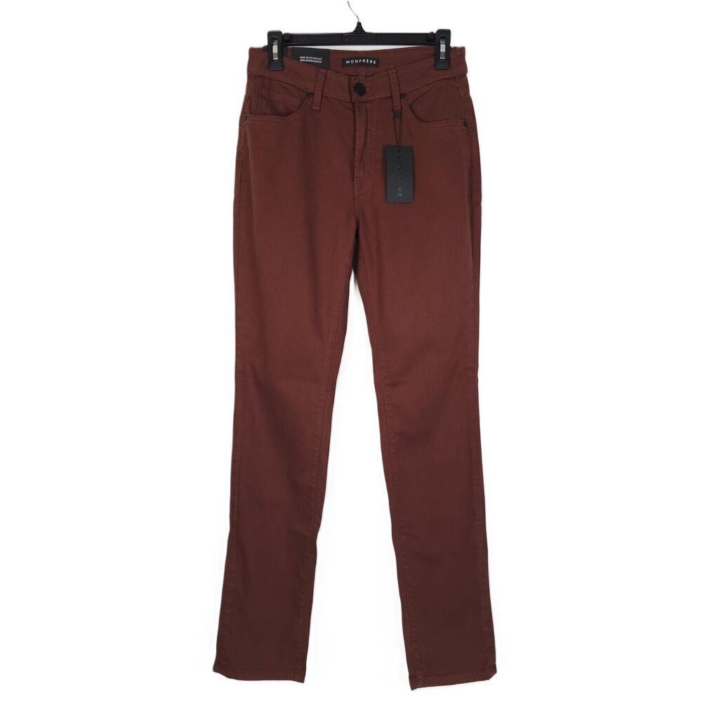 Monfrere Mens Brando Slim Fit Jeans 29x32 Red Bordeaux Stretch Parisian Luxe NWT